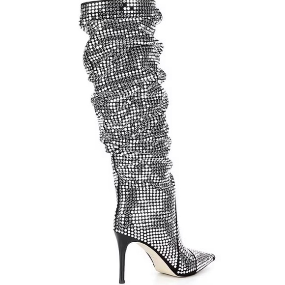 Michael Kors Dawn Silver studded Heeled Boots - Picture 2 of 16